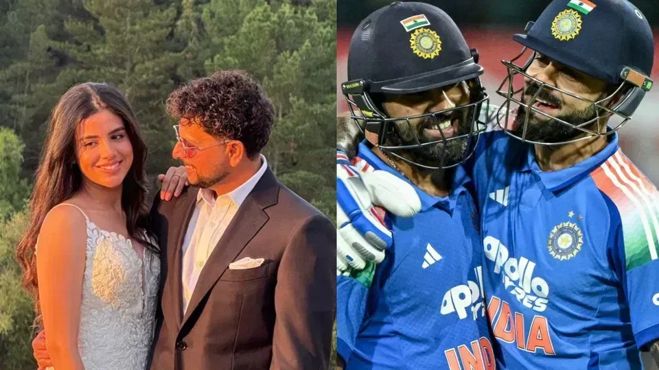 Kuldeep Yadav & Virat Kohli and Rohit Sharma [Source: X.com/AFP]